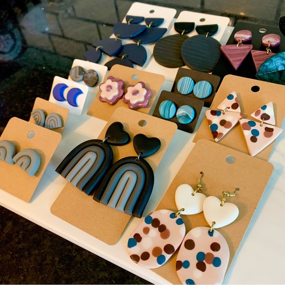 Handmade bohemian earrings - navy - Picture 3 of 3